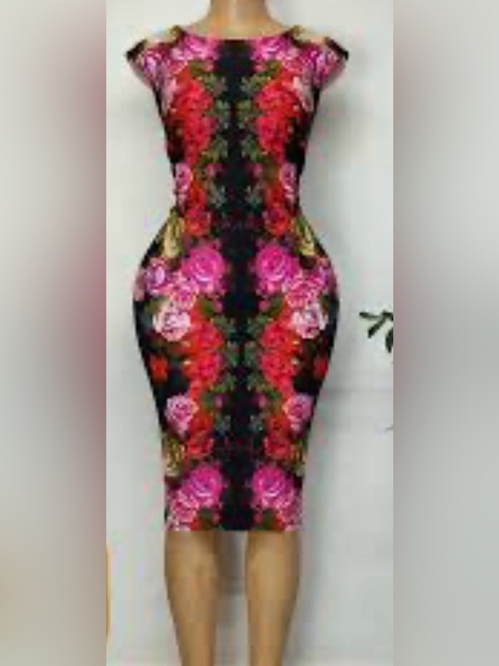 London Style Pink and Green Floral Dress